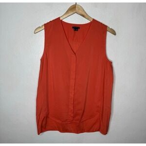 Theory Pala‎ Tank Top Women's Medium Light Orange Sleeveless Button Front Blouse